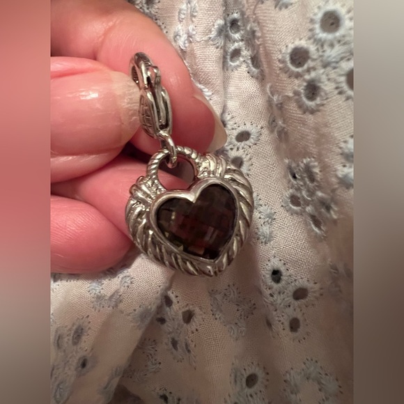 JUDITH RIPKA STERLING SILVER CHARM, BALE OPENS, SMOKY QUARTZ - Picture 4 of 5